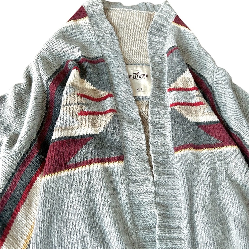 Hollister Aztec Pattern Open Front Cardigan Sz XS/S Gray/Multi